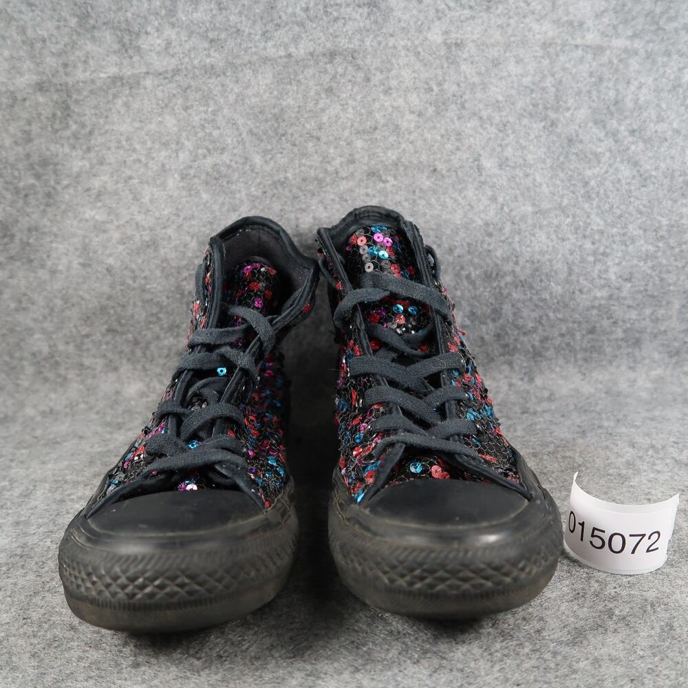 Converse Shoes Womens 6 High Top Sneakers Black Sequins Lace Up Chuck Taylor - Picture 2 of 11